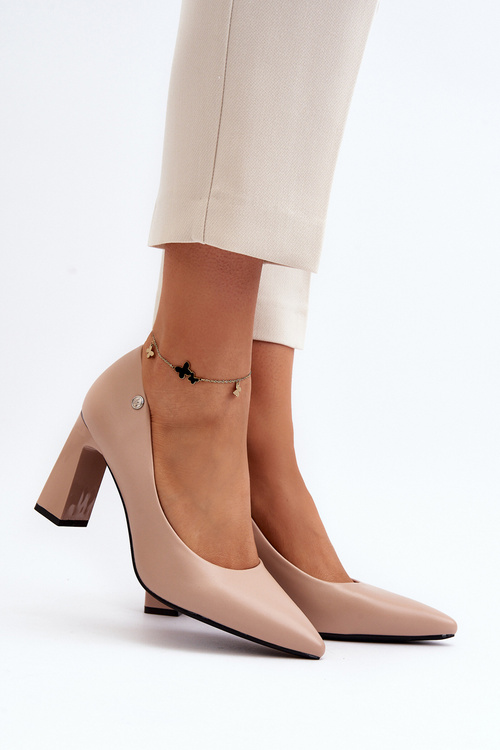 Court Shoes with Block Heels in Beige Giseleni