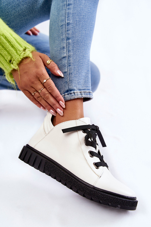 Półbuty Skóra Białe Sergio Leone PB210