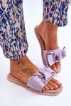 Suede Women's Slippers With Bow Violet Amber