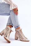 Leather Openwork Boots Maciejka 05508-22 Light beige