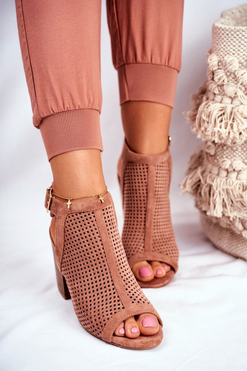 Women’s Boots Peep Toe Suede Spring Pink Paradise