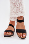 Women's Sandals With Braiding On Decorated Platform Black Velara