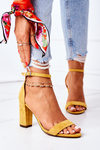 Suede High Heel Sandals Yellow Florence