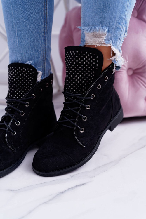 Women's Lace-up Booties Workers Lock Sparks