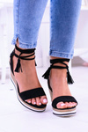 Women's Black Platter Anchor Sandals