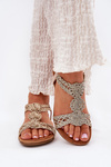 Flat Women's Sandals With Lace Pattern Artiker 56C1281 Gold