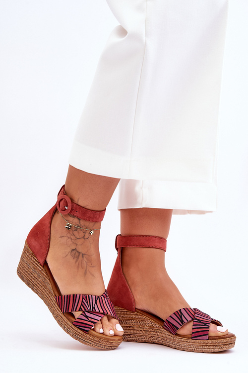 Suede Wedge Sandals Maciejka 04565-44 Red