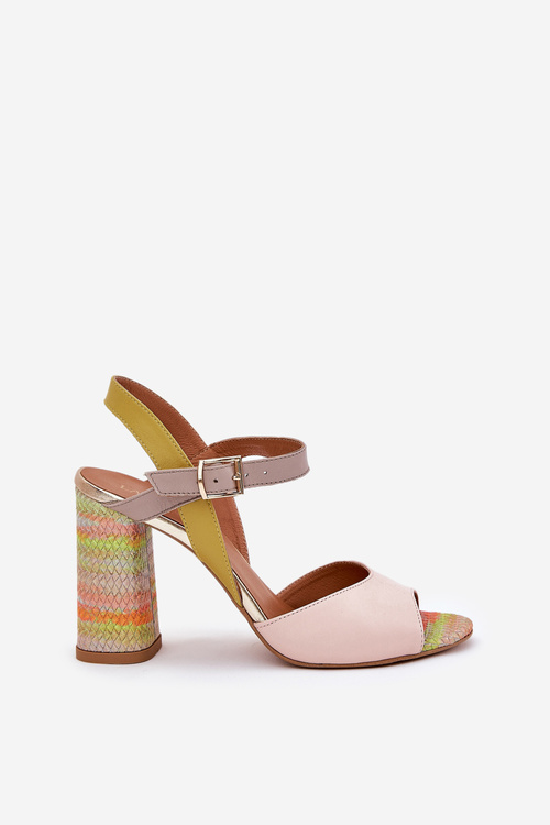 Leather Elegant High Heeled Sandals Laura Messi 2136 Multicolor