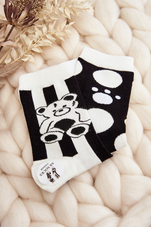 Women's Socks Not A Pair With Bear Black and White