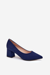 Ladies Pumps With Pointed Toes On A Heel Dark Blue Merinette