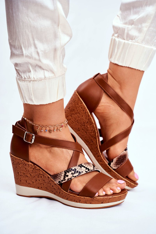Women’s Sandals On Wedge Sergio Leone Brown SK309