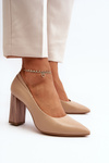 Elegant Pumps On A Decorative Heel Sergio Leone PB217 Dark Beige
