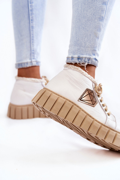 Buty Sportowe Skóra Wiązane Lewski Shoes 3252/N Białe