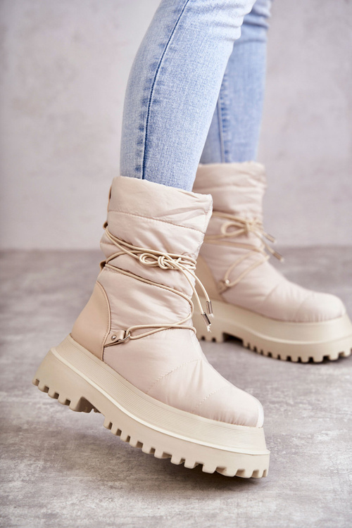 Women's Snow Boots On The Platform Beige Lilou