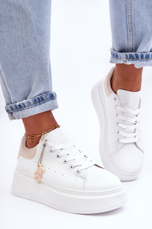 Women's Sport Shoes On Massive Platform White-Beige Mariell