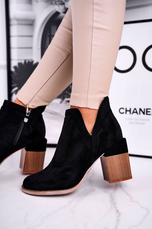 Damskie Botki Na Słupku Wycięte Czarne Meliori Dream