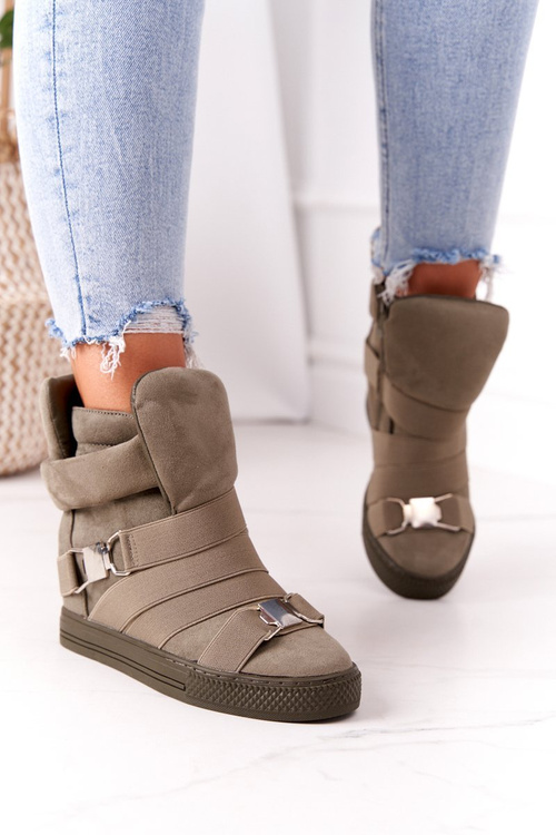 Suede Wedge Sneakers Lu Boo Olive