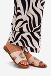 Flat Women's Slippers With Decorative Detail Beige Oferry