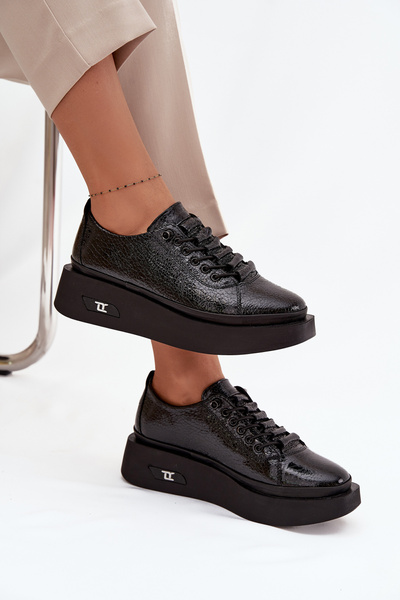 Leather Patent Ladies Platform Shoes Artiker 57C2041 Black