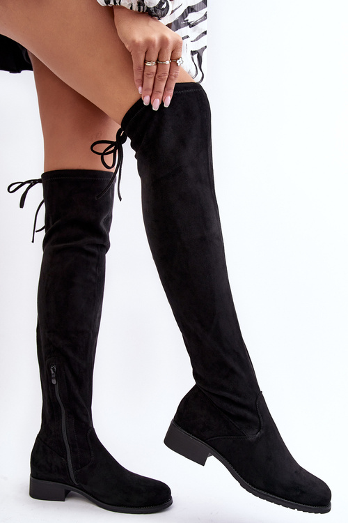 Women's Suede Over-the-Knee Boots Black Enelyn