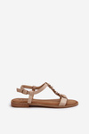 Flat Women's Sandals With Beige Decorations Muridia