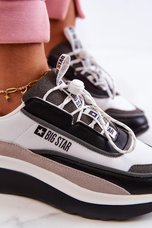 Sportowe Buty Sneakersy Big Star Biało-Czarne JJ274998