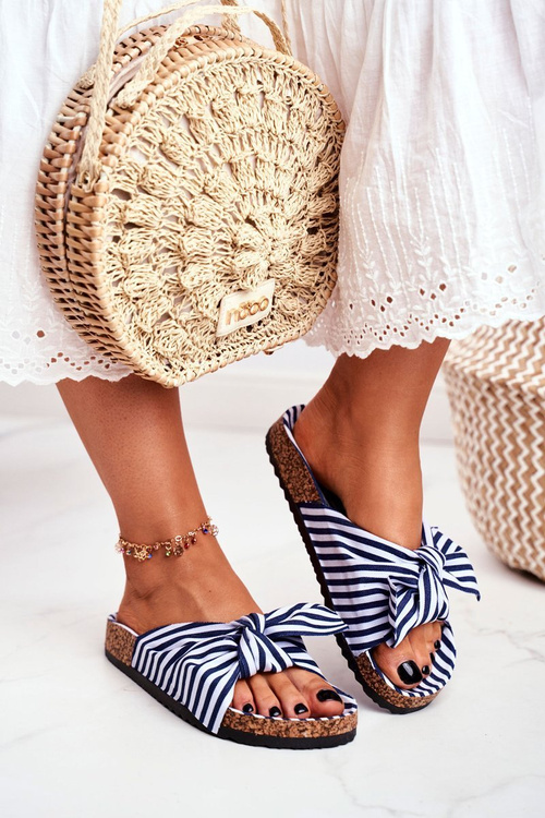 Women's Flip-flops With Bows Pin-up Navy Blue Verrone