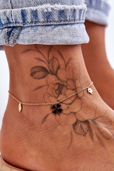 Bransoletka Na Nogę Z Modnymi Zawieszkami Złota JL-111032