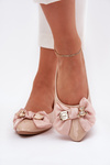 Lacquered Ballet Flats With Bow And Gold Brooch Beige Rivona