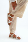 Comfortable And Lightweight Women's Sandals With Velcro Inblu CN000041 Beige-Silver