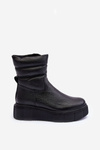 Leather Women's Platform Boots Black Suam