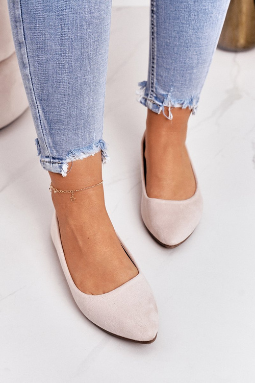 Delicate Ballerinas Pointed Suede Beige Dermeno