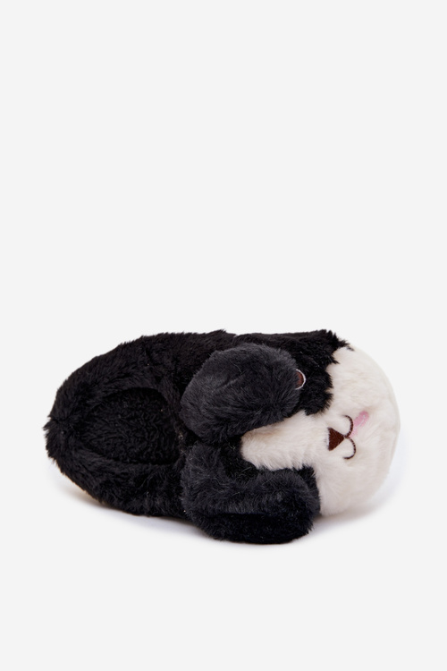 Kapcie Dziecięce Futrzane Pieski Czarne Farnise