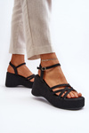 Black Platform Sandals and Wedges Oporia