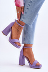 Fashionable Suede Square Heel Sandals Violet Merila