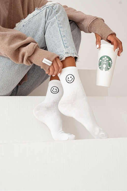 Women's Cotton Socks Emojis White