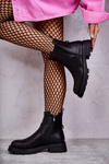 Leather Warm Boots On A Flat Heel Black Salome