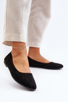 Black Women's Suede Ballerina Flats Kommia