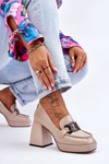 Leather Pumps On Massive Heels Beige Maximo