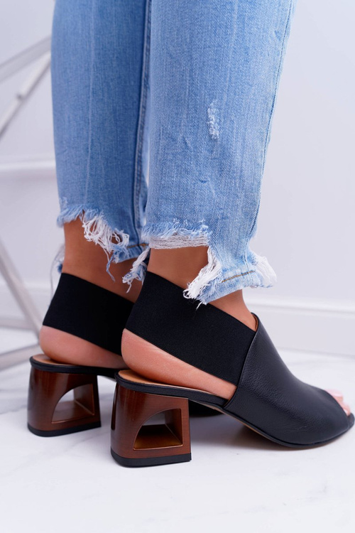 Laura Messi 1919 Leather Strapless Sandals Black