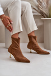 Women's Stiletto Boots Eco Suede With Pointed Toes Camel Irithare