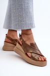 Women's sandals made of eco leather on platform and wedge copper Vaiara