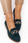 Elegant Women's Loafers Vinceza 10585 Suede Green