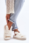 Women's Fluffy Slippers with Bunny White Dolcevia