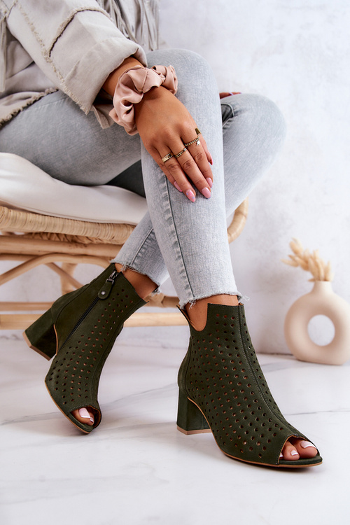 Botki Zamszowe Ażurowe Maciejka Zielone 05420-09