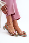 Transparent sandals with low heels and green decoration D&A MR38-368