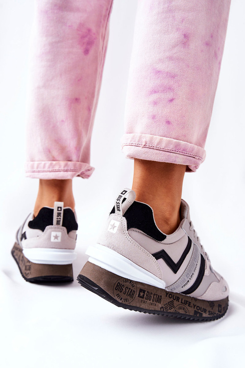 Buty Sportowe Platforma Logo Big Star Szare II274297