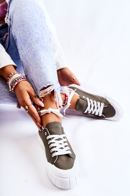 Women's Sneakers On The Platform Khaki Comes