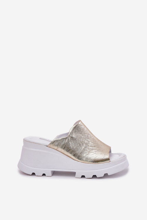 Leather Wedge Sandals Artiker 56C0435 Gold