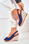 Sandals On A Braided Wedge Navy Blue Tommy